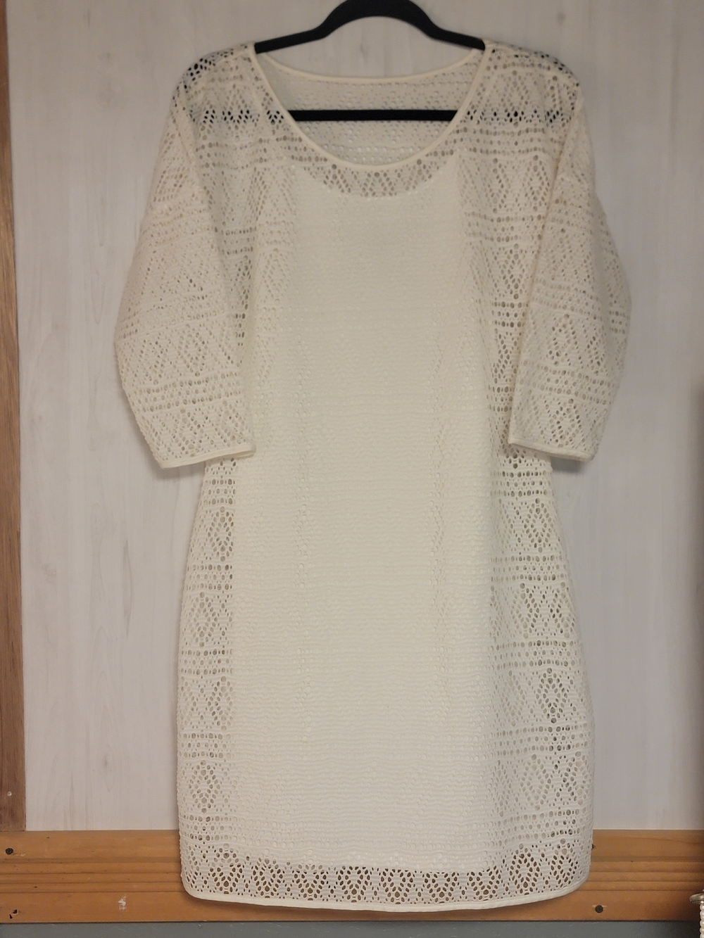 Express Cream Crochet Midi Dress